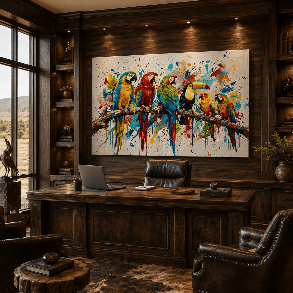 Tropical Symphony Parrot Canvas Wall Art – Colorful Bird Wall Decor for Modern Interiors - ART OF ROYALS