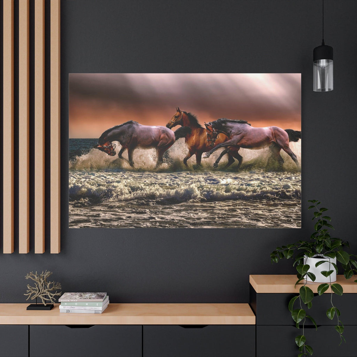 Untamed Horses Galloping Canvas Wall Art - ART OF ROYALS