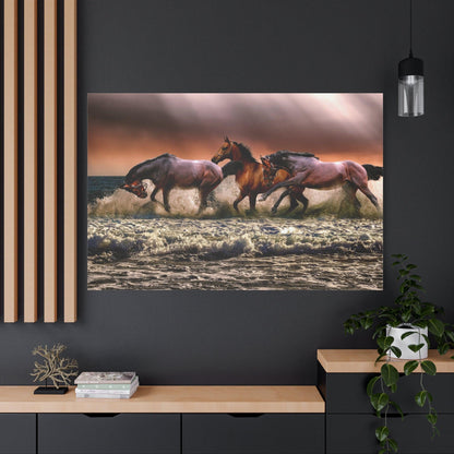 Untamed Horses Galloping Canvas Wall Art - ART OF ROYALS