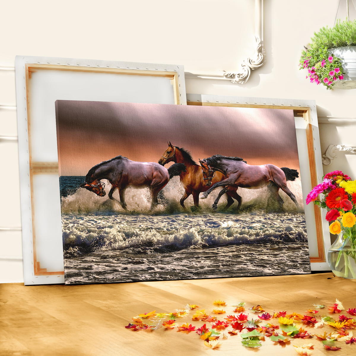 Untamed Horses Galloping Canvas Wall Art - ART OF ROYALS
