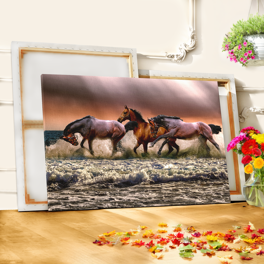 Untamed Horses Galloping Canvas Wall Art - ART OF ROYALS