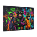 Urban Monkey Kings Neon Graffiti Street Art Canvas Wall Art – Hip Hop Monkey Decor