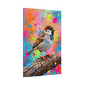 Urban Splash Sparrow Canvas Wall Art – Colorful Modern Bird Wall Decor for Contemporary Interiors