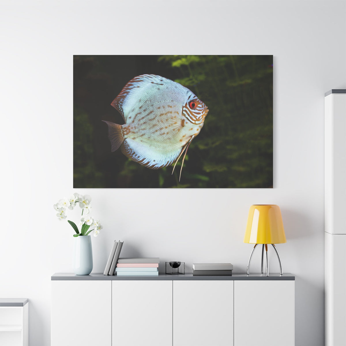 Vibrant Discus Fish Canvas Wall Art – Aquatic Elegance - ART OF ROYALS
