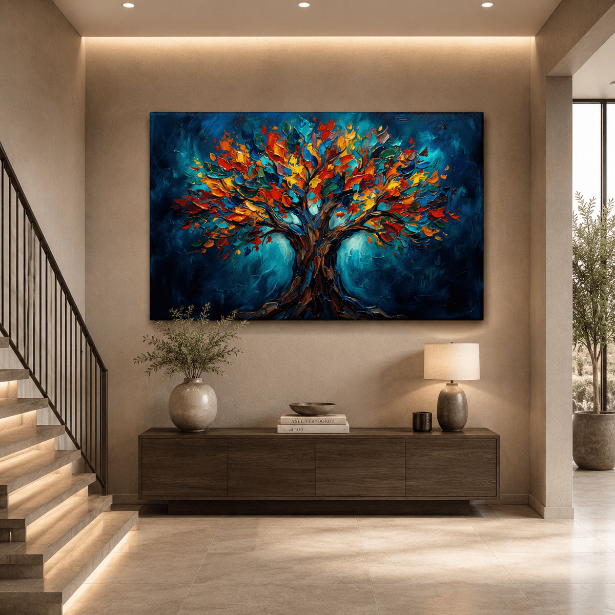 Vibrant Soul Tree Canvas Wall Art – Colorful Abstract Tree of Life Decor - ART OF ROYALS
