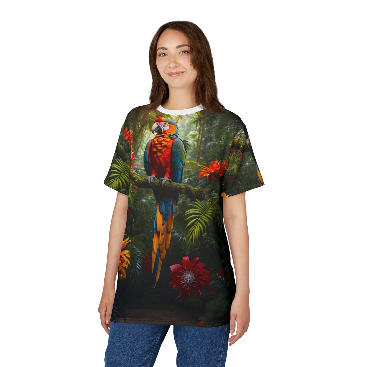 Vibrant Tropical Parrot T-Shirt - ART OF ROYALS