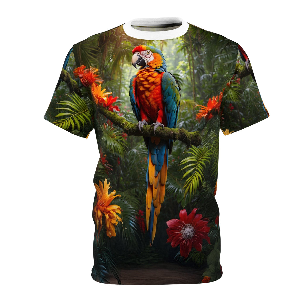 Vibrant Tropical Parrot T-Shirt - ART OF ROYALS