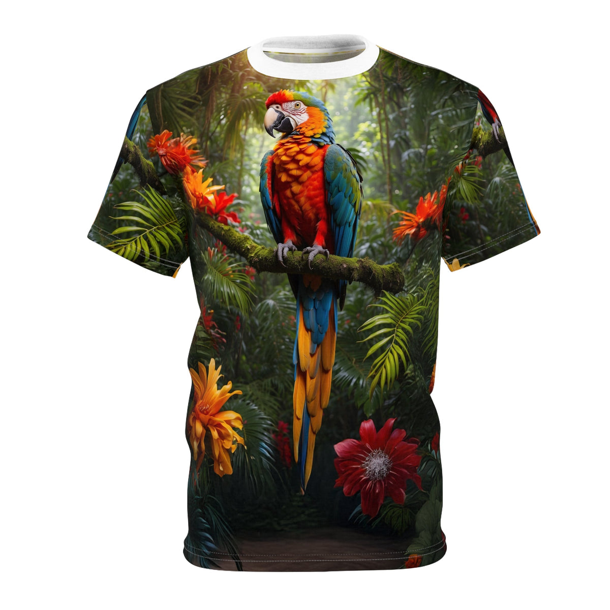 Vibrant Tropical Parrot T-Shirt - ART OF ROYALS