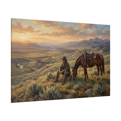 Where the Horizon Ends Lone Cowboy Canvas Wall Art – Western Landscape & Rustic Ranch Decor - ART OF ROYALS