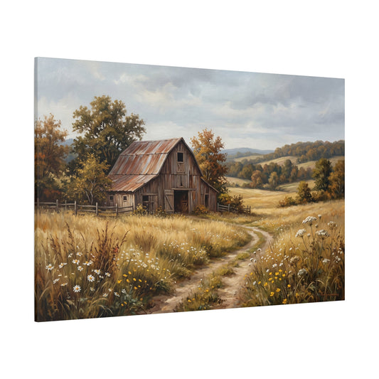 Whispering Meadows Rustic Barn Canvas Wall Art – Farmhouse Countryside Landscape Decor - ART OF ROYALS