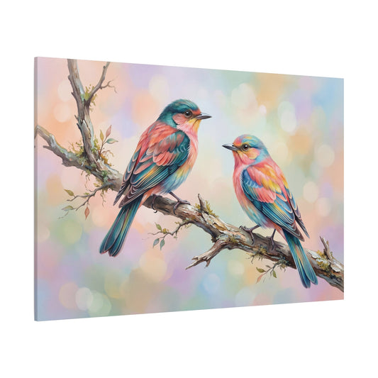 Whispers of Color Pastel Bird Canvas Wall Art – Soft Nature Wall Decor for Elegant Interiors - ART OF ROYALS