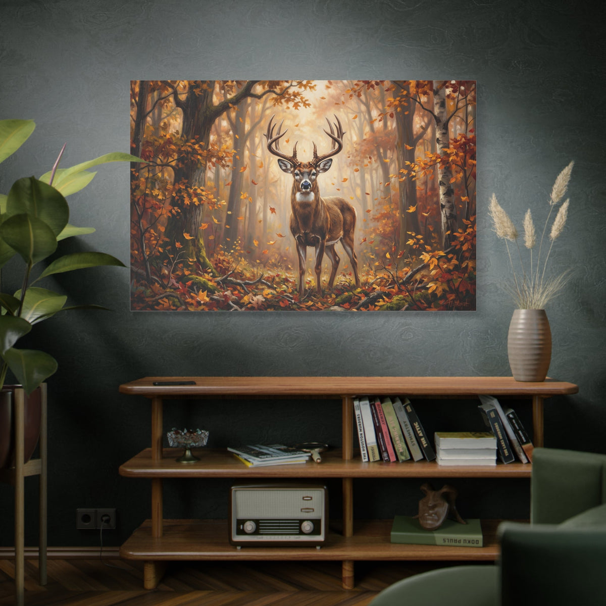 Whitetail Deer Canvas Wall Art – Golden Autumn Forest Wildlife Decor - ART OF ROYALS