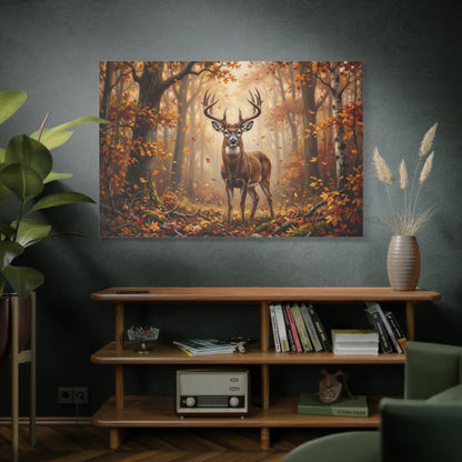 Whitetail Deer Canvas Wall Art – Golden Autumn Forest Wildlife Decor - ART OF ROYALS