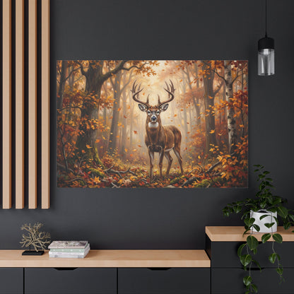 Whitetail Deer Canvas Wall Art – Golden Autumn Forest Wildlife Decor - ART OF ROYALS