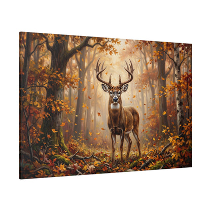Whitetail Deer Canvas Wall Art – Golden Autumn Forest Wildlife Decor - ART OF ROYALS