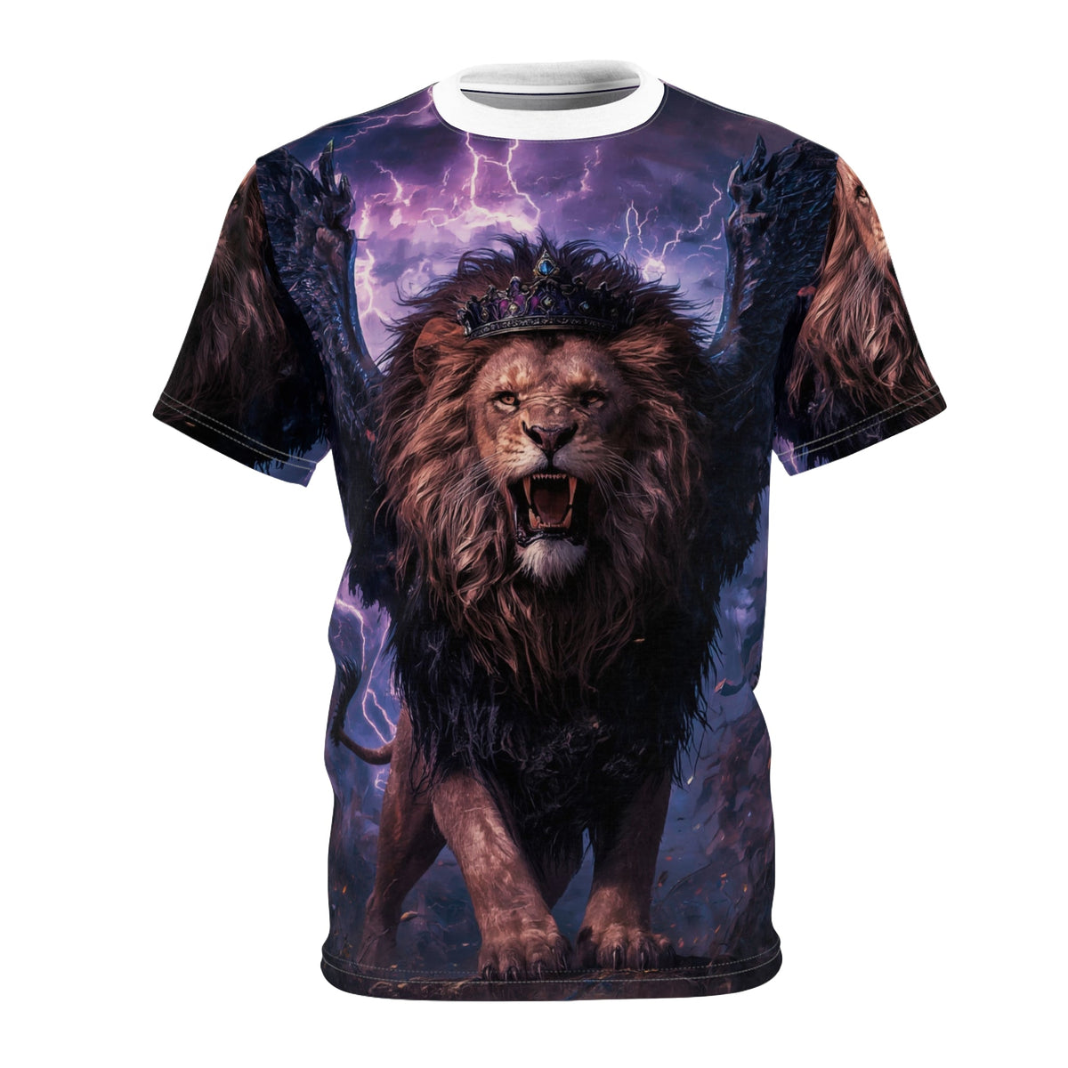 👑 Winged Thunder King – Majestic Storm Lion T-Shirt - ART OF ROYALS