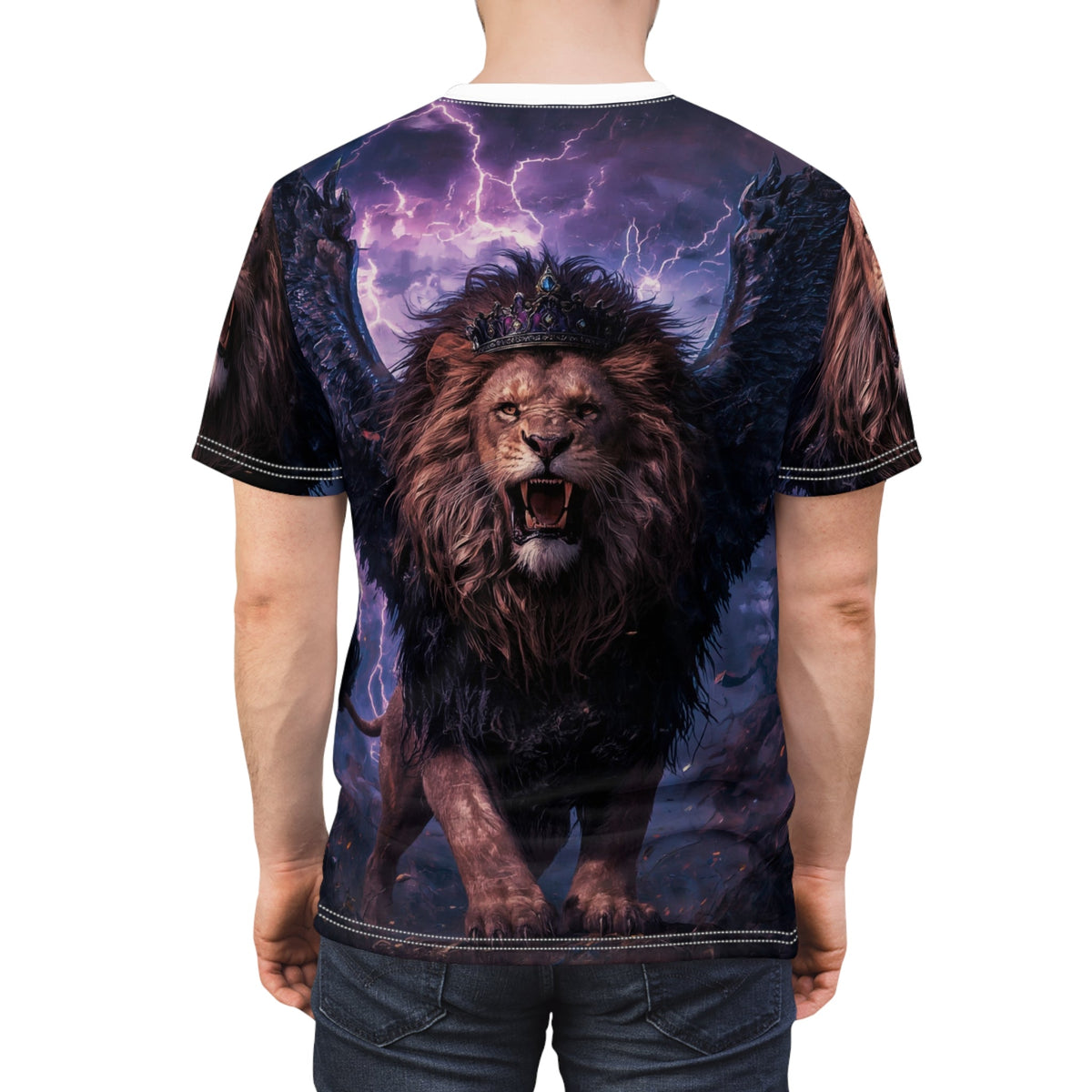 👑 Winged Thunder King – Majestic Storm Lion T-Shirt - ART OF ROYALS