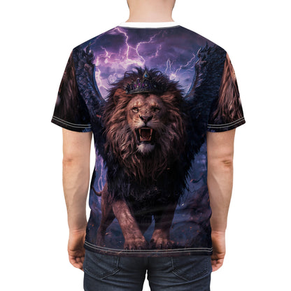 👑 Winged Thunder King – Majestic Storm Lion T-Shirt - ART OF ROYALS