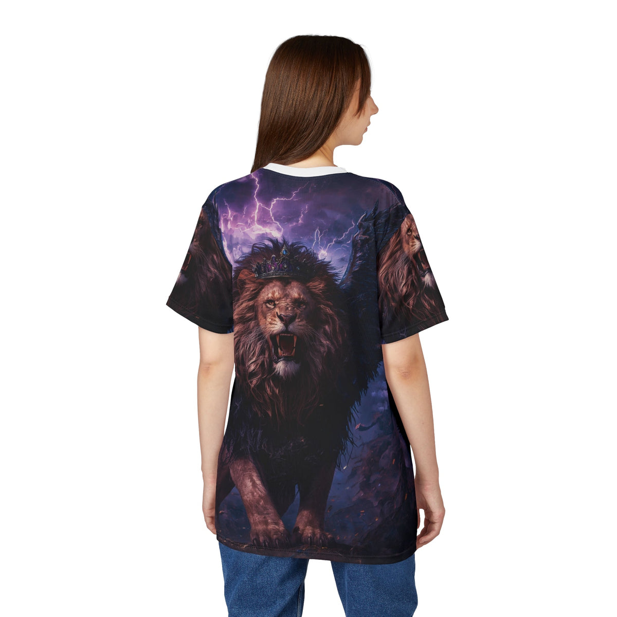 👑 Winged Thunder King – Majestic Storm Lion T-Shirt - ART OF ROYALS