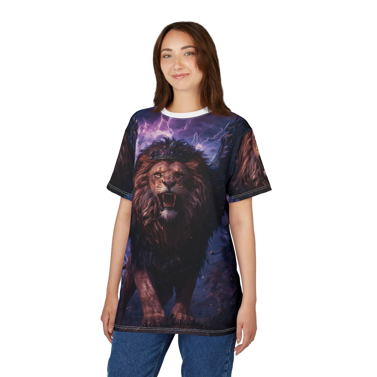 👑 Winged Thunder King – Majestic Storm Lion T-Shirt - ART OF ROYALS