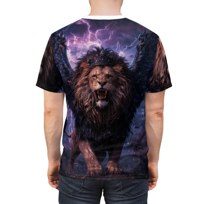 👑 Winged Thunder King – Majestic Storm Lion T-Shirt - ART OF ROYALS