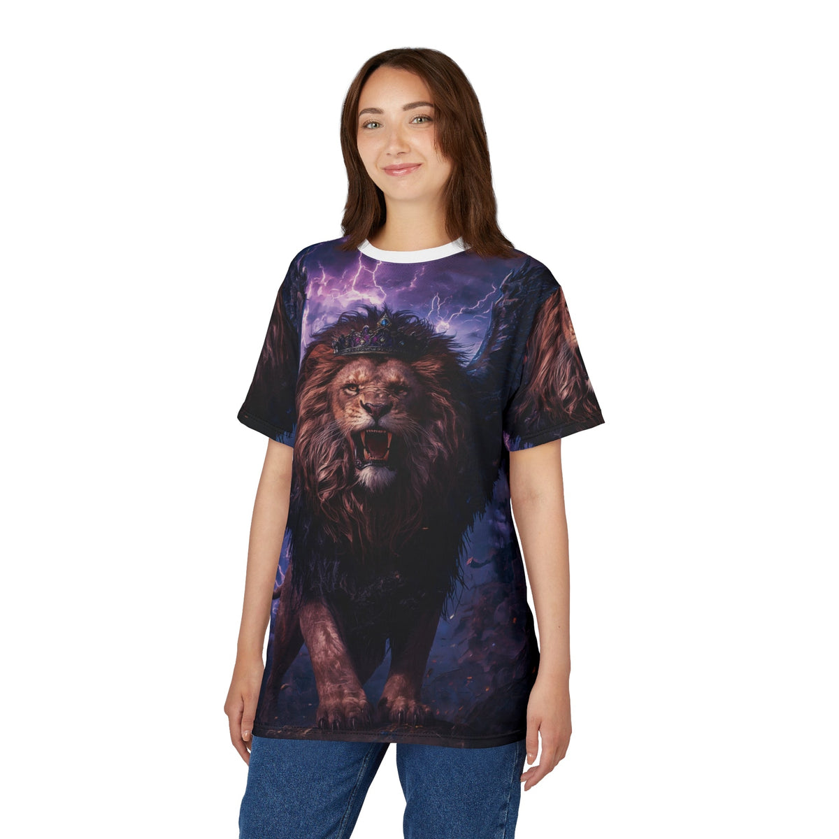 👑 Winged Thunder King – Majestic Storm Lion T-Shirt - ART OF ROYALS