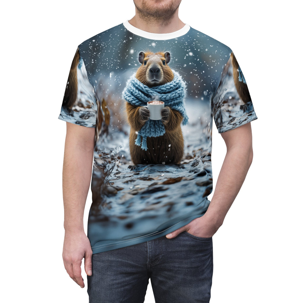 Winter Chill – Cozy Capybara T-Shirt - ART OF ROYALS