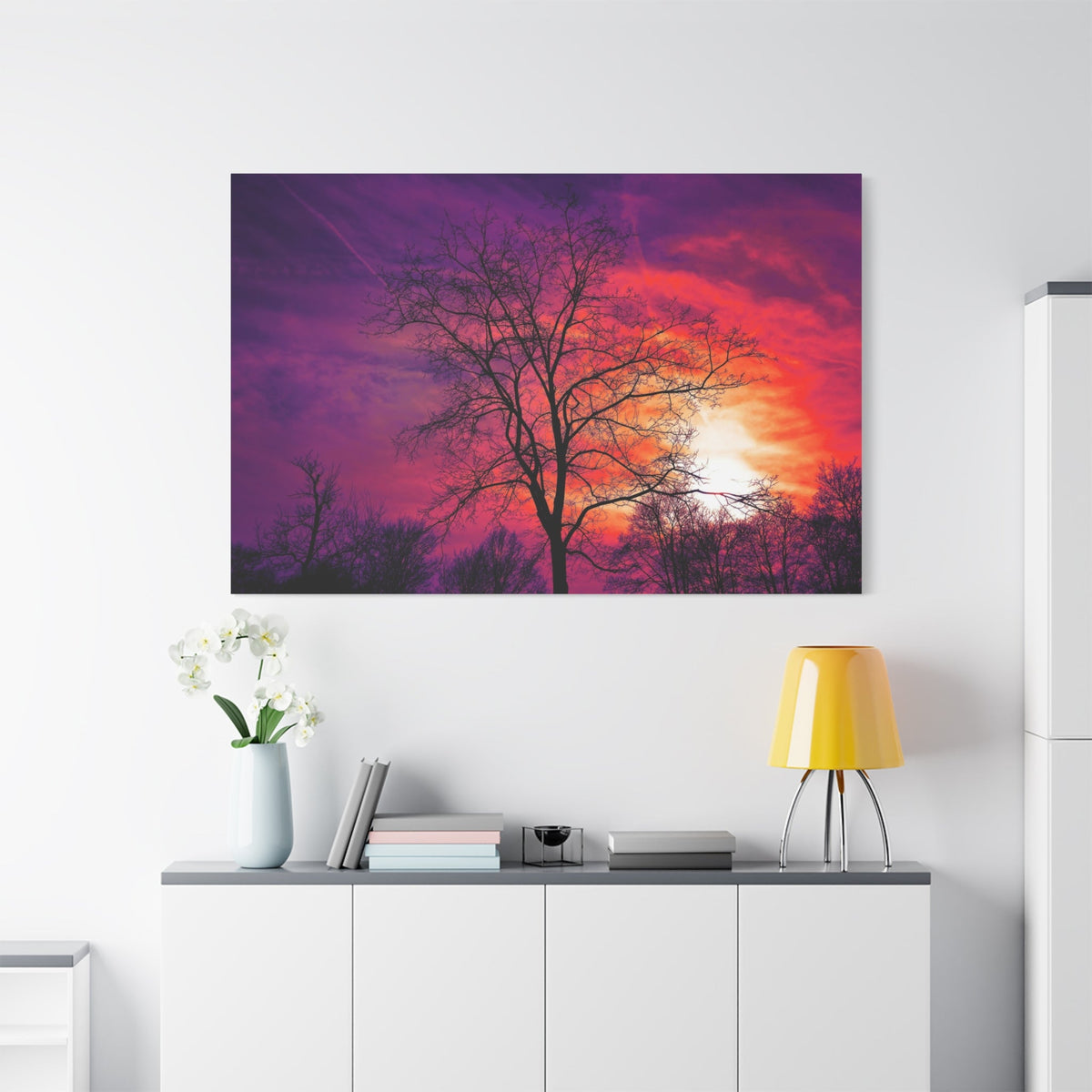 Winter’s Embrace – Bare Tree at Sunset - ART OF ROYALS