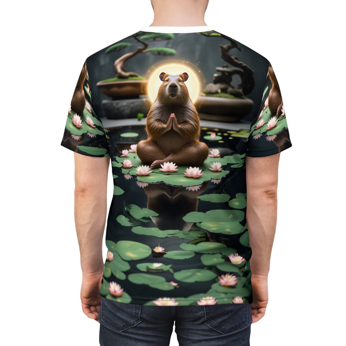 Zen Capybara – Peaceful Lily Pond T-Shirt 🌿🐾 - ART OF ROYALS