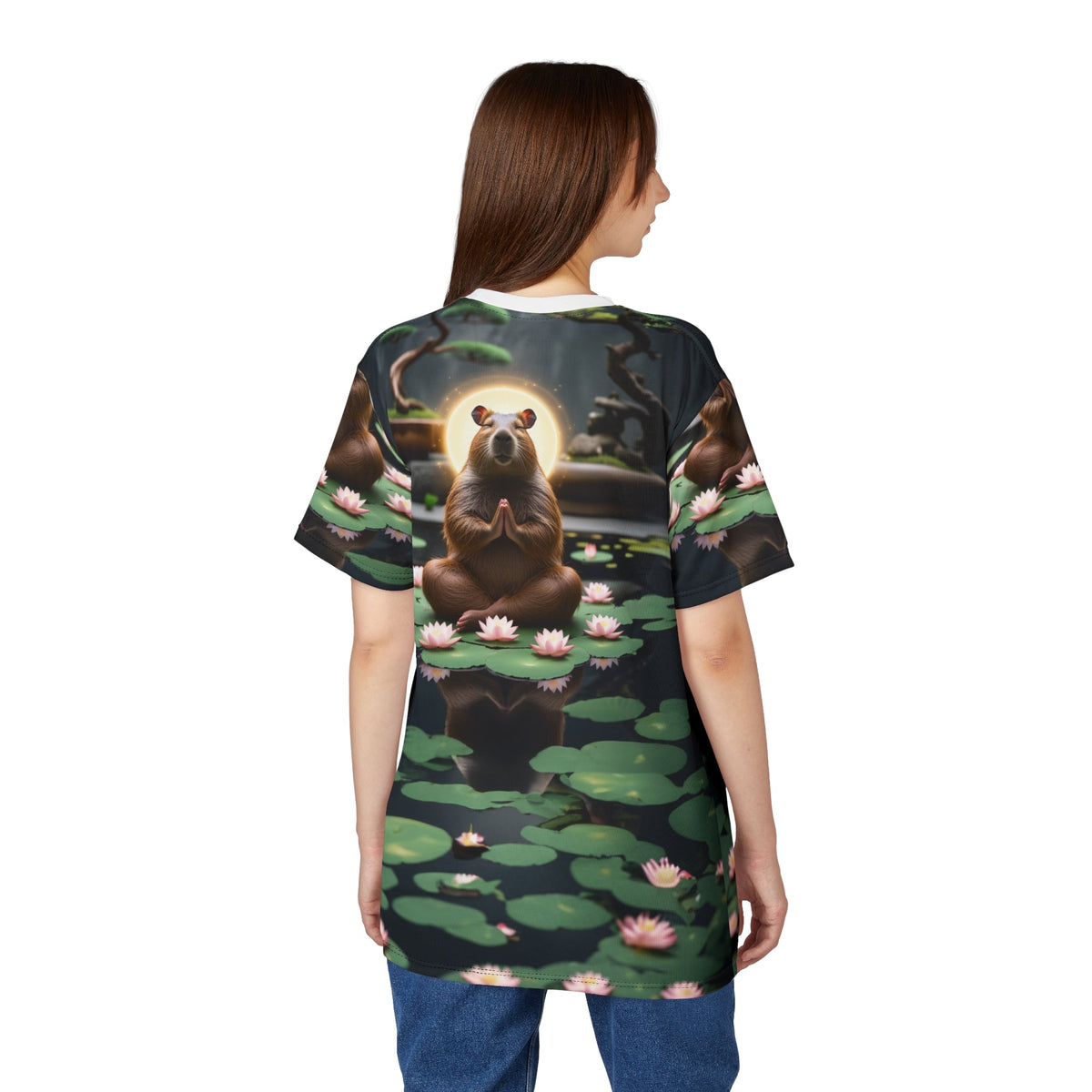 Zen Capybara – Peaceful Lily Pond T-Shirt 🌿🐾 - ART OF ROYALS