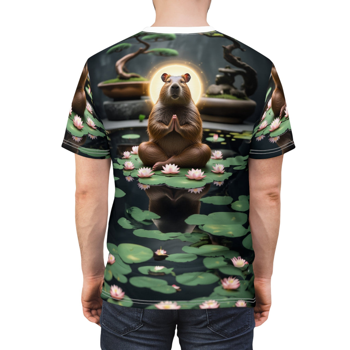 Zen Capybara – Peaceful Lily Pond T-Shirt 🌿🐾 - ART OF ROYALS