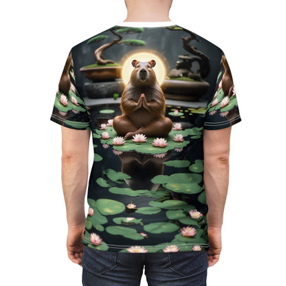 Zen Capybara – Peaceful Lily Pond T-Shirt 🌿🐾 - ART OF ROYALS