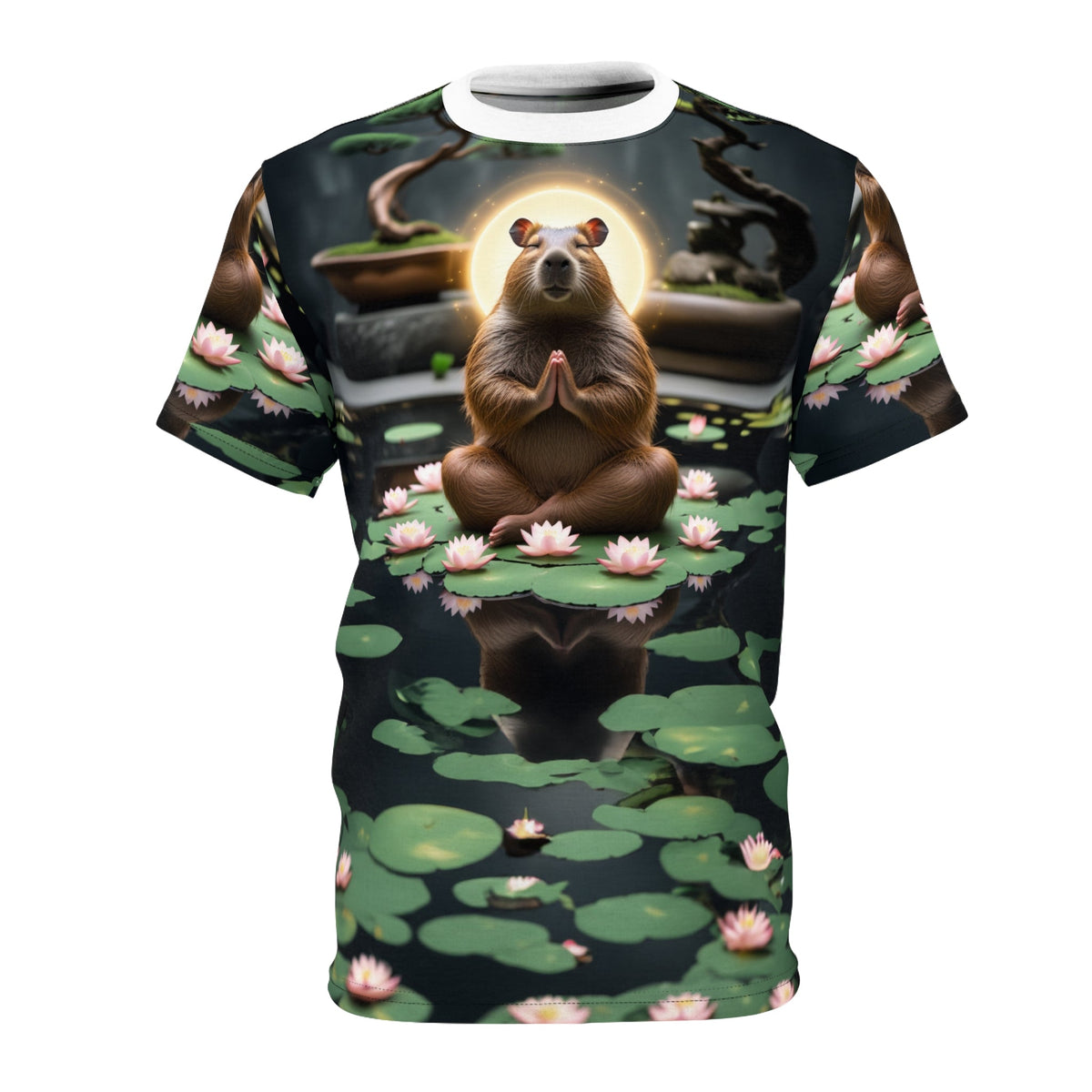 Zen Capybara – Peaceful Lily Pond T-Shirt 🌿🐾 - ART OF ROYALS
