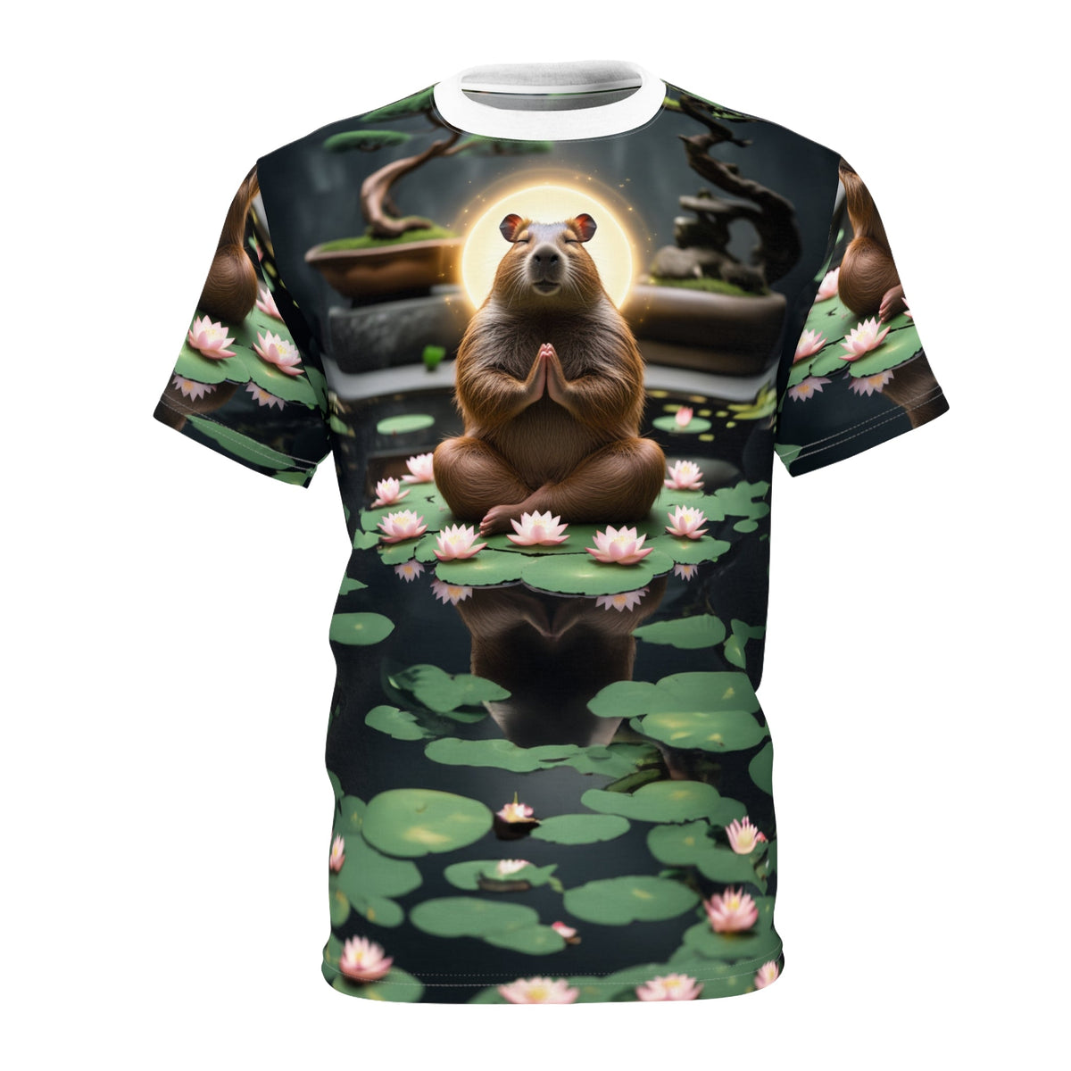 Zen Capybara – Peaceful Lily Pond T-Shirt 🌿🐾 - ART OF ROYALS